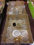 Two trays of assorted glassware