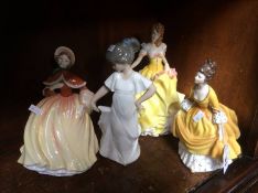 Three Royal Doulton figures and a Nao figure