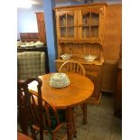 Pine dresser, table and two chairs