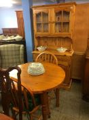 Pine dresser, table and two chairs