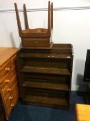 Two bookcases and a Stag bedside table