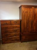 Modern wardrobe and a pine chest of drawers