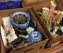 Two boxes of assorted including Maling, Beswick etc.