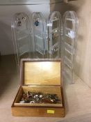 Jewellery box and contents and various earrings