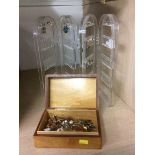 Jewellery box and contents and various earrings