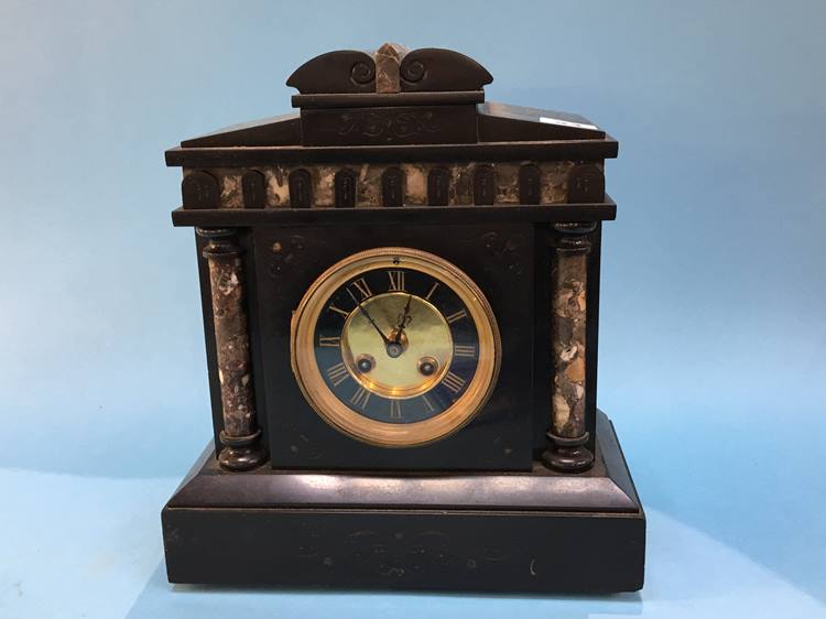 A slate mantel clock