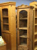 Two pine corner cabinets