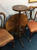 Reproduction mahogany pedestal and a folding table