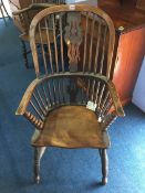 A Windsor stick back armchair