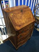 Small walnut bureau, 53cm wide