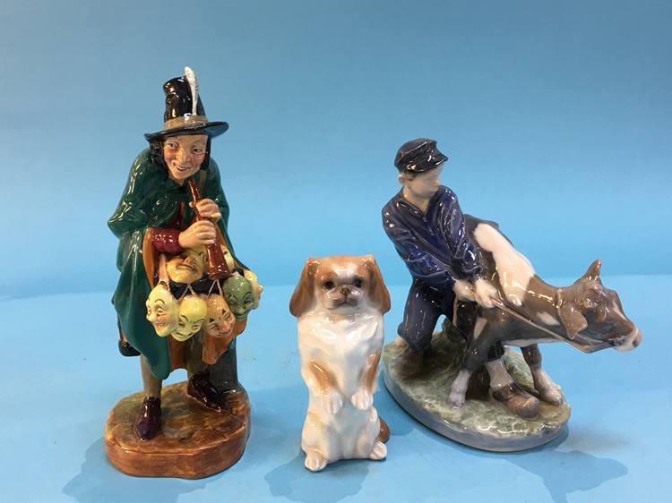 Royal Doulton 'The Mask Seller', Royal Copenhagen figure group and a Royal Doulton figure of a dog - Image 2 of 2