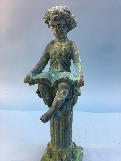 A cast figure of a girl on a column - Image 4 of 4
