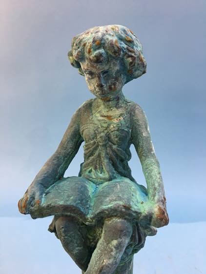 A cast figure of a girl on a column - Image 2 of 4