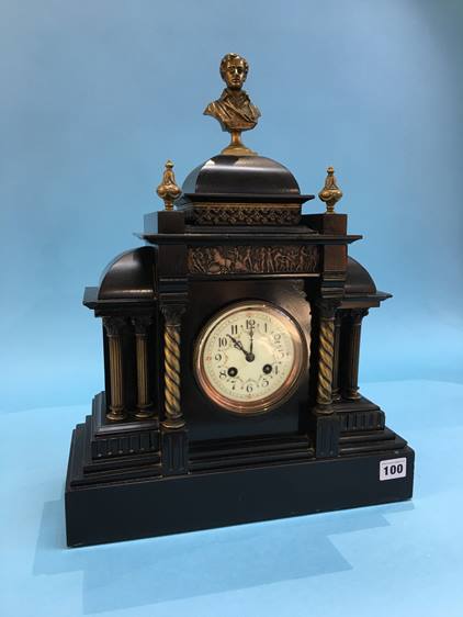 A slate mantel clock - Image 3 of 3