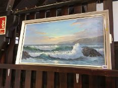 John Hewitt, oil on board, signed, 'Cornish Evening', label to verso East Cornwall Society of