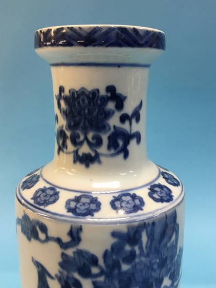 A Chinese blue and white vase, six character mark to base - Image 3 of 5