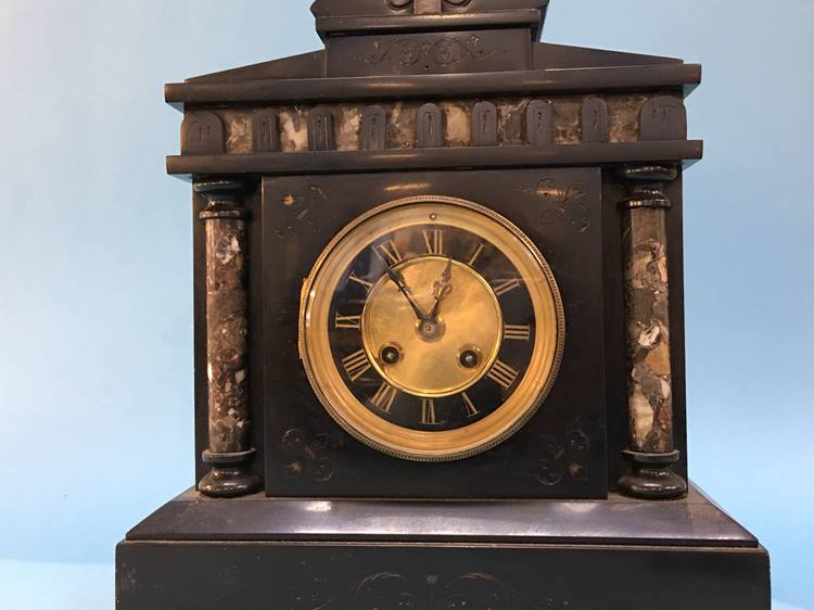 A slate mantel clock - Image 2 of 3