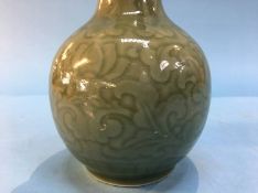 An Oriental tea glaze vase, character marks to base