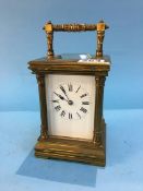 Brass and four glass carriage clock, dial and movement unsigned