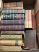 Collection of various mostly leather bound books together in one box, to include 4 volumes, Cornhill