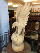 A large carved wooden eagle