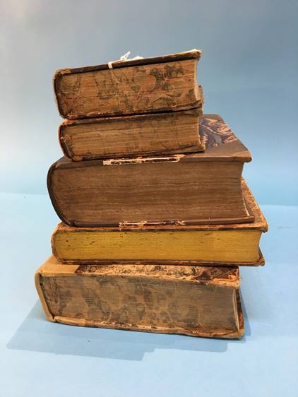 Collection of 5 leather and half leather bound books. To include British Novelists, London, 1811, in