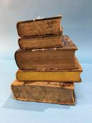 Collection of 5 leather and half leather bound books. To include British Novelists, London, 1811, in