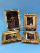 Four gilt framed crystoleums