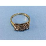 An 18ct diamond three stone ring, approx. 1.2 carats, size M, 3.5g