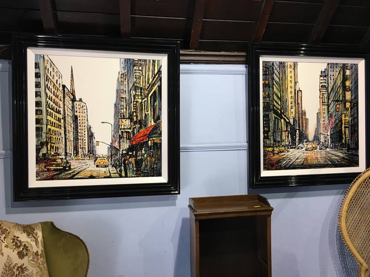 Pair, Nigel Cooke, oils on board, 'New York Street Views', 75 x 75cm (D) - Image 3 of 3