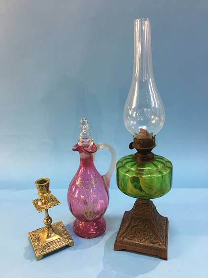 Oil lamp decanter and a candlestick