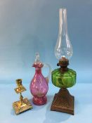 Oil lamp decanter and a candlestick