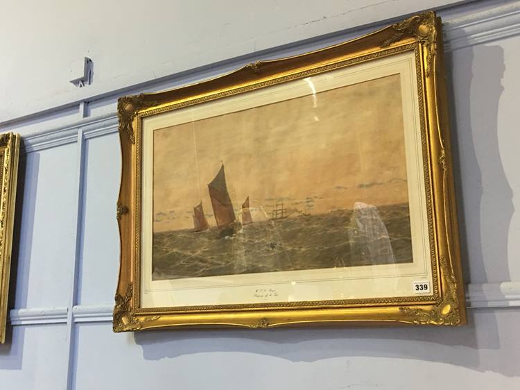 William Thomas Nichols Boyce (1857 - 1911), watercolour, signed, 'Shipping off the Tyne', 38 x 66cm