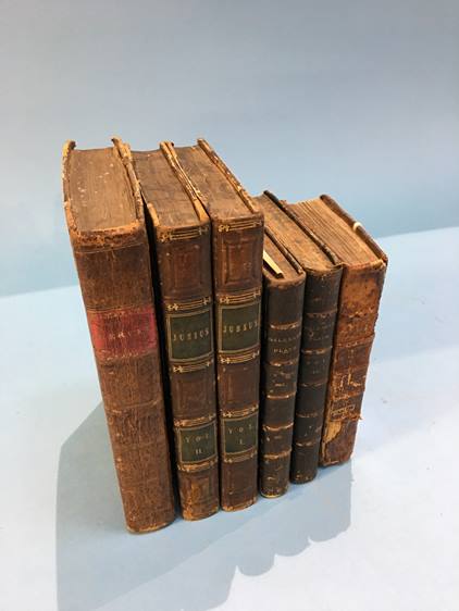 Collection of various half leather bound books, including 2 volumes, Gilberts Plays 'Junius',