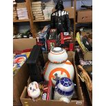 Two boxes of assorted Star Wars toys