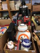 Two boxes of assorted Star Wars toys