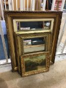 Two gilt mirrors and an oil landscape