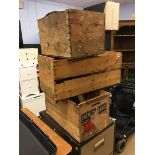Three wooden crates