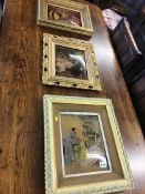 Three various gilt framed crystoleums