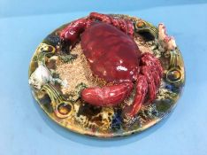 A Palissy style crab plate