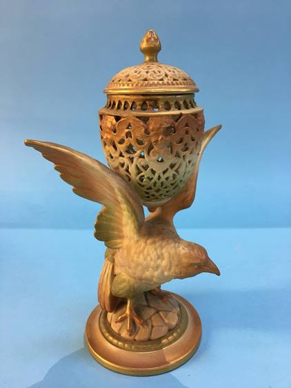 Royal Worcester pot pourri in the form of a bird, dated 1897 - Image 2 of 4