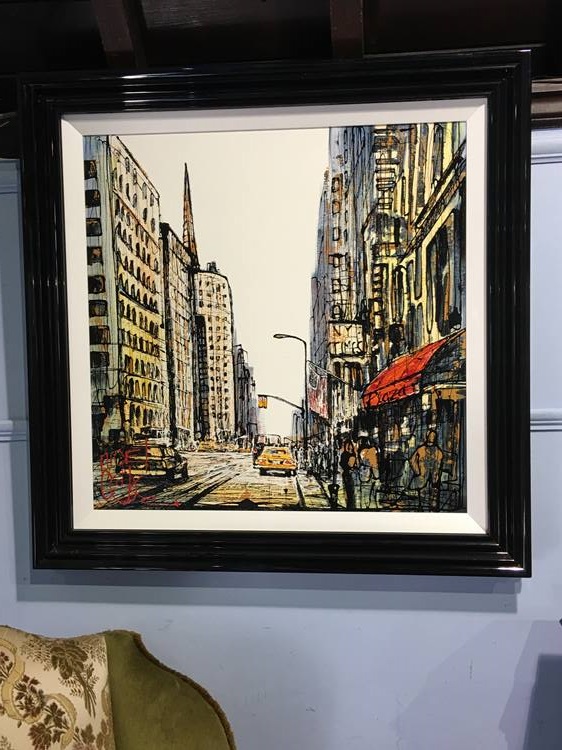 Pair, Nigel Cooke, oils on board, 'New York Street Views', 75 x 75cm (D)