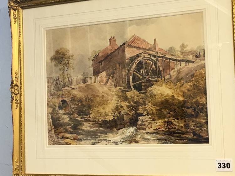 John Henry Mole (1814-1886), watercolour, signed, dated xx70, 'An old Water Mill' - Image 4 of 4
