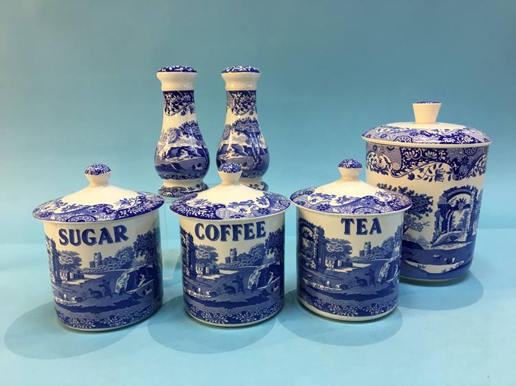 Various Spode Italian storage containers and a salt and pepper
