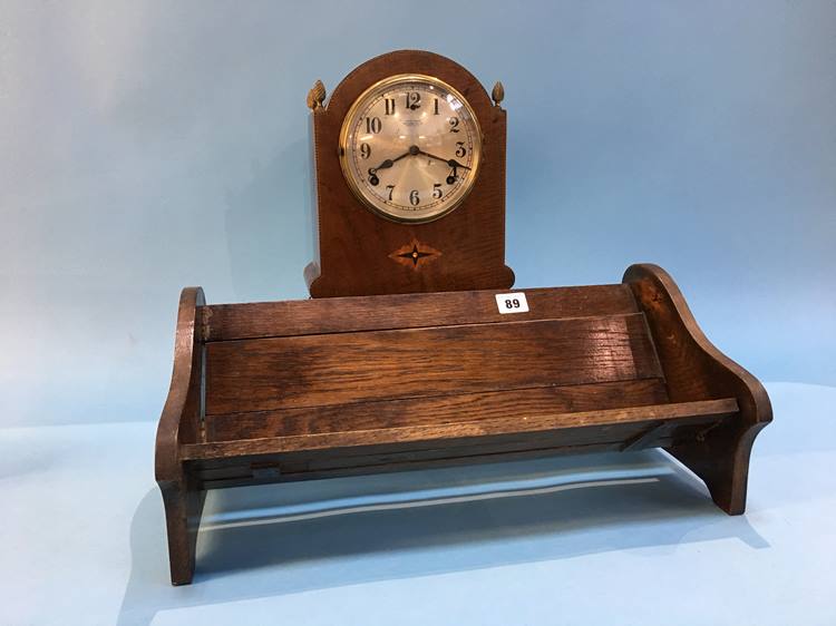 A mahogany mantle clock and a book slide - Image 2 of 2