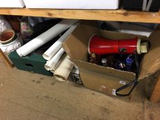 Shelf of assorted including various decanters