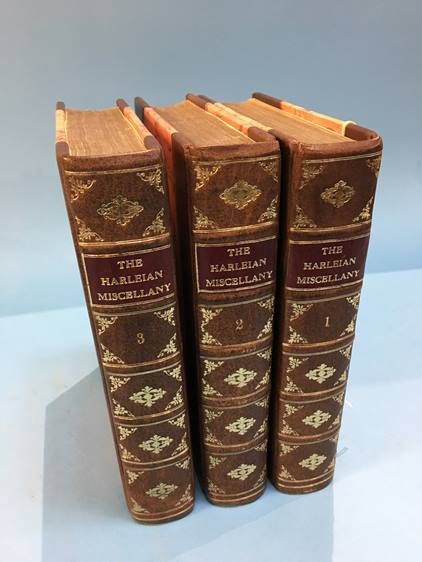 3 volumes, 'The Harleian Miscellany', Osborne, London, 1744 (re-bound half leather)