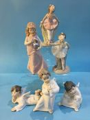 Three Lladro and three Nao figures (6)