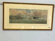 John Chambers (1852 - 1928), oil on board, signed, 'Tall ship being pulled up the River Tyne by