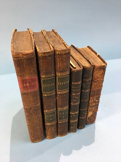 Collection of various half leather bound books, including 2 volumes, Gilberts Plays 'Junius', - Image 2 of 2